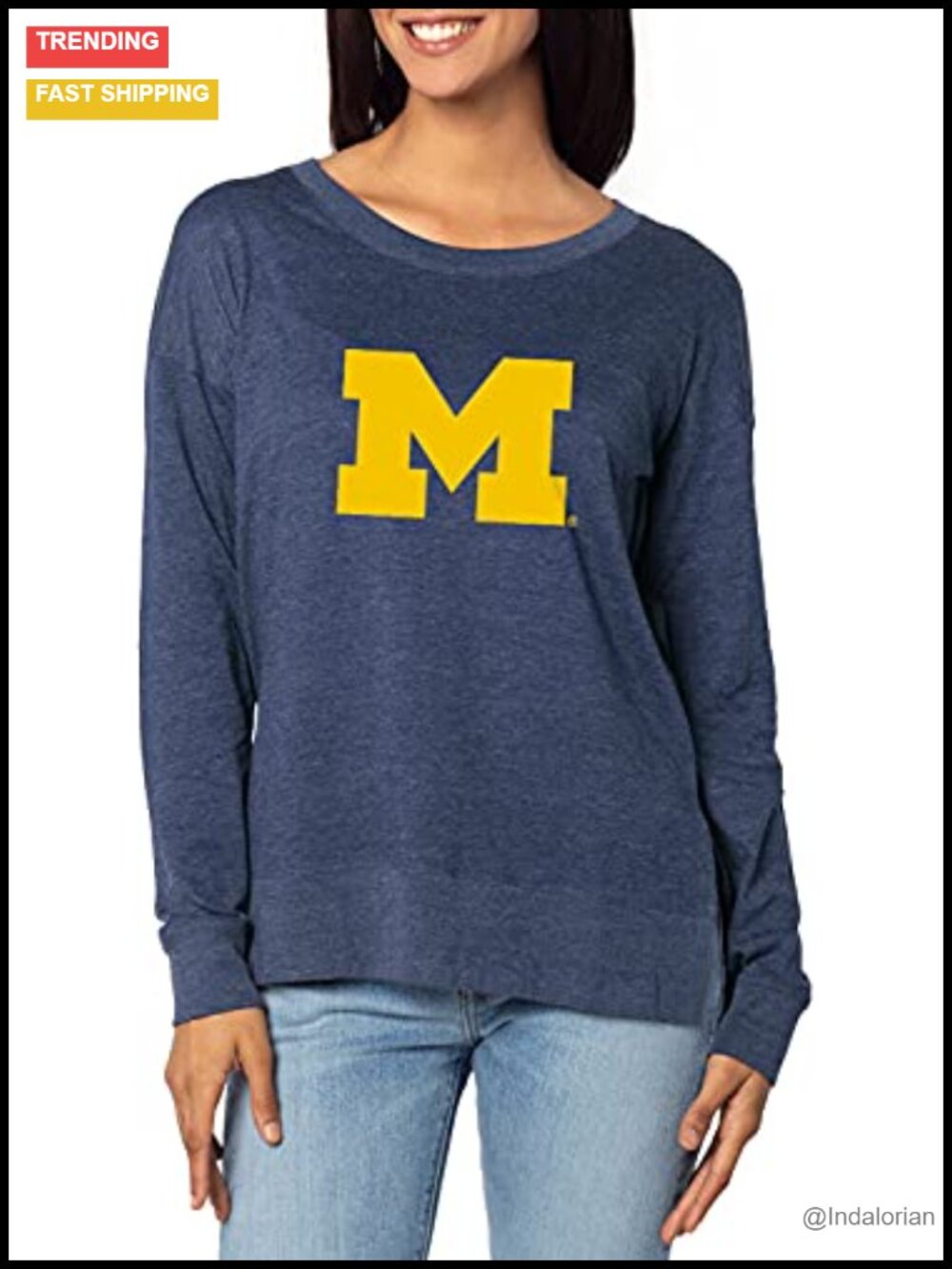 Cotton Polyester Long Sleeve Hi-Low Tunic NCAA Team Shirt